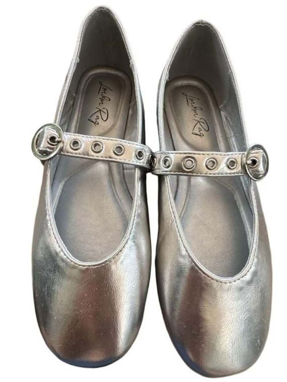 London Rag Mary Jane Flats Size 5 Silver Metallic